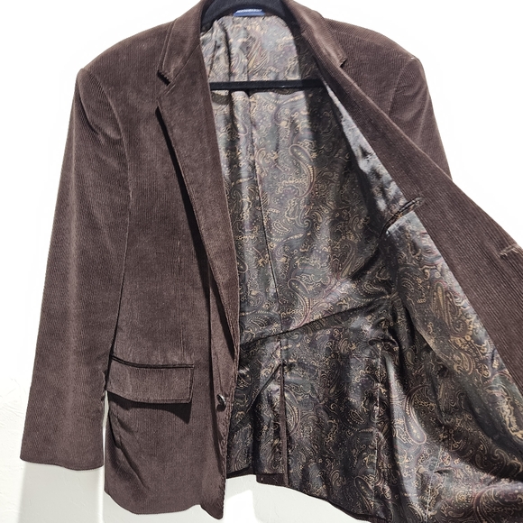 Chocolate Brown Corduroy Blazer Stafford Men's Size 42 Short 42S Classic Fit - Picture 8 of 16